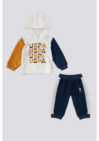 U.s. Polo Assn. Kapüşonlu Beyaz Bebek 2'li Takım Beyaz