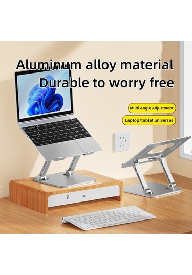 Ebitda Alüminyum Katlanabilir Dizüstü Bilgisayar Braketi - Ayarlanabilir Standı, Isı Dağılımı, Gümüş