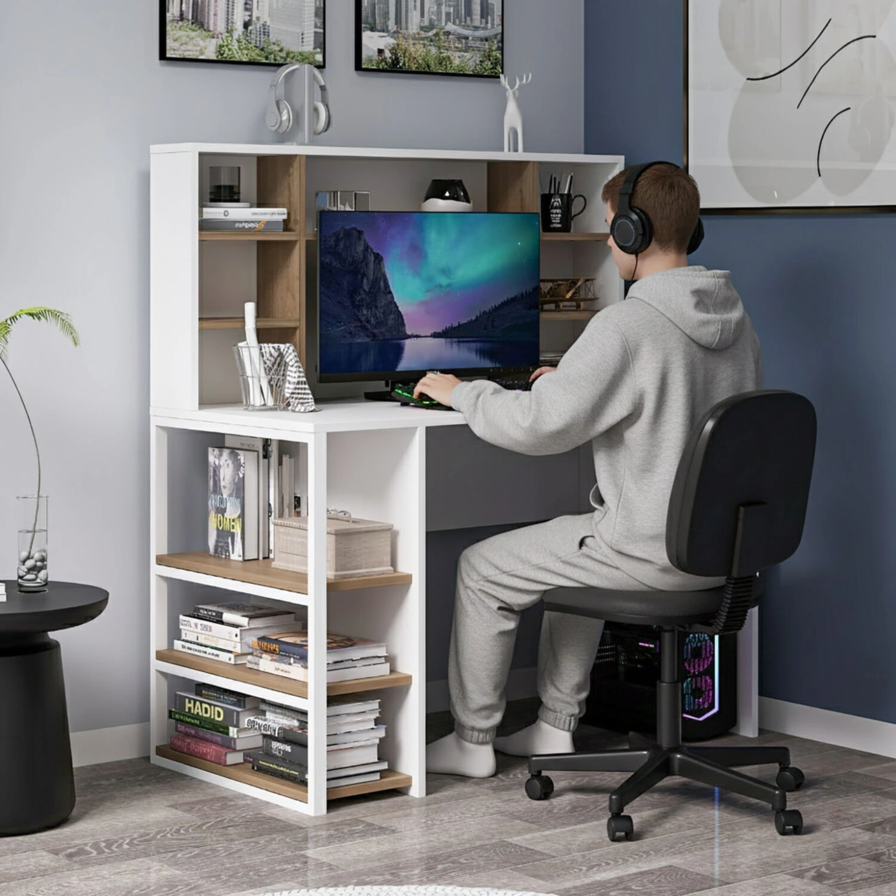 Liora Çalışma Masası - Beyaz/rahle Çok Renkli