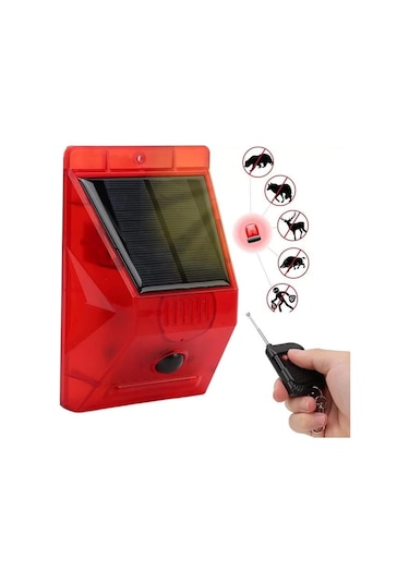 Pm-26957 Sesli Hayvan Kovucu Alarm Uzaktan Kumandalı Solar Panelli