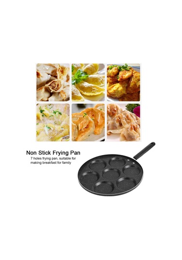 Hangfox 7 Delikli Alüminyum Teflon Tava - Hızlı Pişirme, Enerji Tasarruflu, Ev Ve Restoran Mutfakları İçin Yumurta/hamburger Kalıbı Siyah
