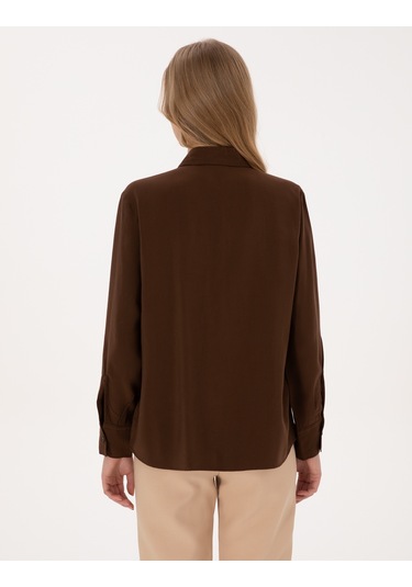 Pierre Cardin Kadın Koyu Kahverengi Gömlek Desenli 50318219-vr084 Koyu Kahverengi