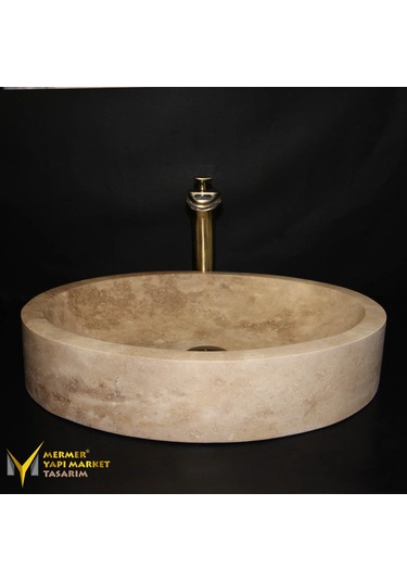 Traverten Oval Tasarım Lavabo
