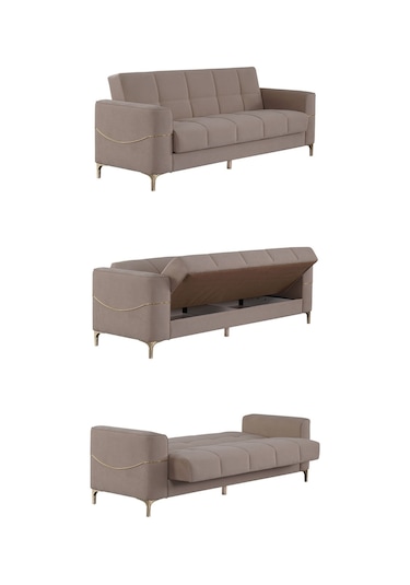 Kilim Mobilya Vogel 3 Kişilik Yüksek Ayaklı Koltuk - Kanepe Krem