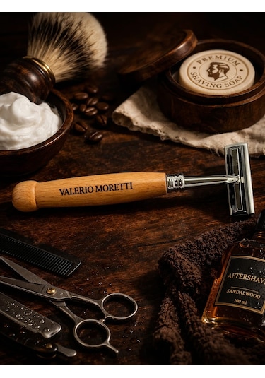 Valorıe Morettı Bambu Saplı Premium Metal Başlıklı Klasik Tıraş Bıçağı