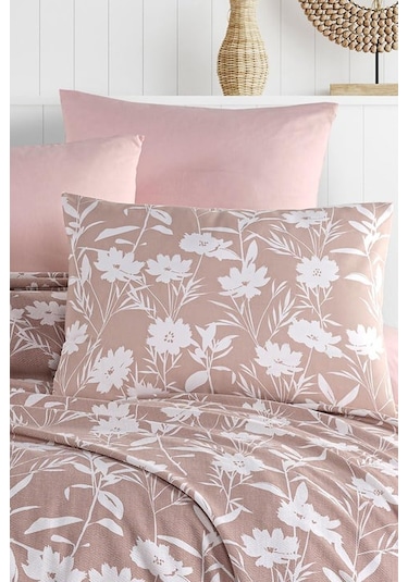 As Perde Cotton Life Çift Kişilik Pike Takımı Stella Gül Kurusu