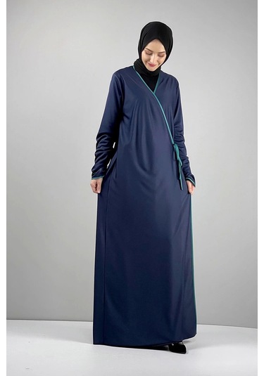 Moda Çizgi Namaz Elbisesi Lacivert