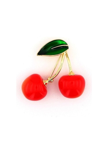 Solfera Kiraz Şeklinde Meyve Metal Yaka İğnesi Rozet Broş Rz154