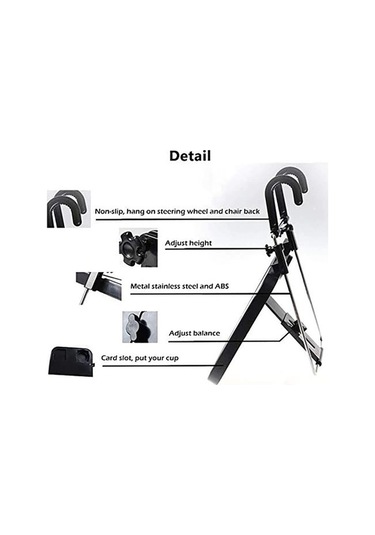 Besthome1 Araba Taşınabilir Asılı Dizüstü Bilgisayar Tepsisi, Katlanır Çok Fonksiyonlu Direksiyon Telefon Tutucu, 46470024 Siyah