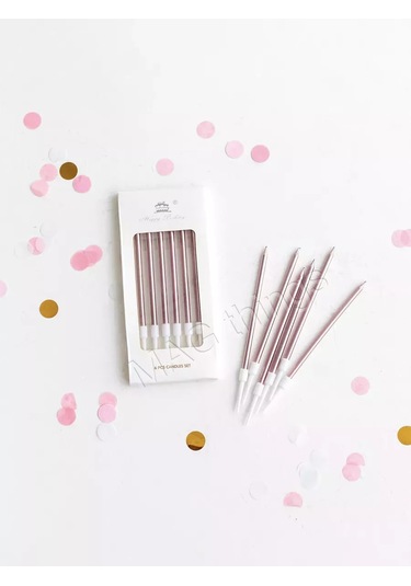 Mag Things Uzun Şekilli Pembe Mum Seti 12 Parça 236053383 Diğer