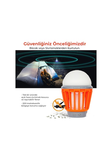 Bix Kl-01 Sivrisinek Kovucu Elektrikli Şarj Edilebilir Lamba - Turuncu
