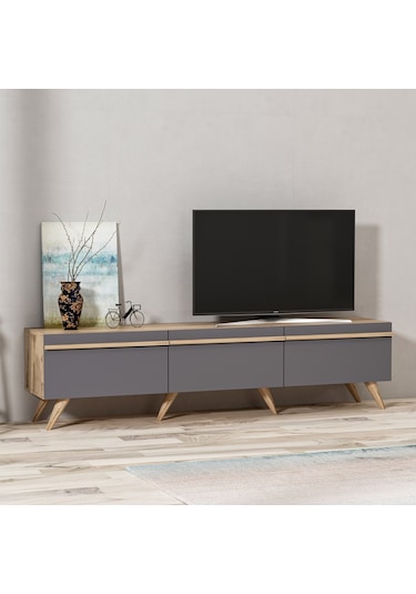 Inarchdizayn Amsterdam Style Alt Modül Tv Ünitesi Antrasit Renk Ücretsiz Kargo