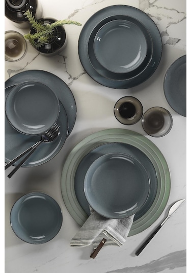 Kütahya Porselen Moderna 12 Parça 4 Kişilik Yemek Takımı Mavi