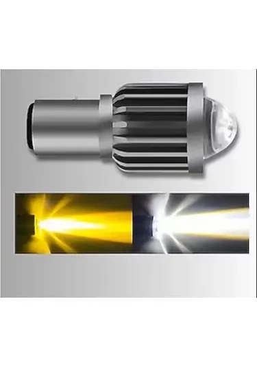 Motosiklet Far Ampülü Mercekli Kısa Sarı - Uzun Beyaz