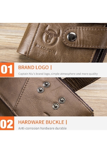 Bull Captaın Deri Üç Katlı Fermuarlı Erkek Cüzdan Siyah