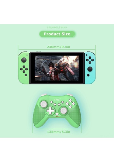 Vkemall İpega Pg-sw022 Yeşil Kablosuz Mini Oyun Kolu - Çift Motor Titreşim, 6-axis Jiroskop, Dijital Tüfeği - Ns/ps3/android/pc Uyumlu