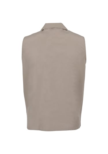 Erkek Keten Yelek Regüler Fit Yakalı Rar01309 Bej