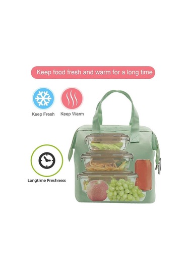 Yalıtımlı Öğle Yemeği Çantası Basit Bento Soğutucu Öğle Yemeği Kutusu Çantası Kadınlar Erkekler Yetişkinler Piknik İş Yürüyüş Plaj Açık Yeşil Çok Renkli