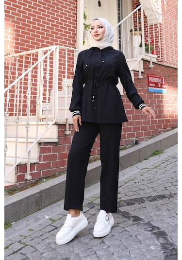 Ribana Detaylı Takım Siyah Siyah
