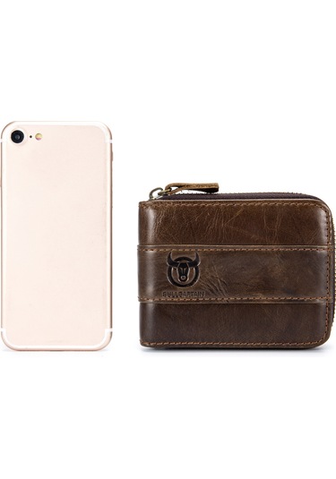 Suofeng Vintage Renkli Deri Cüzdan: Çoklu Bölmeli, Fermuarlı, Erkekler İçin Şık Ve Pratik Aksesuar Kahve