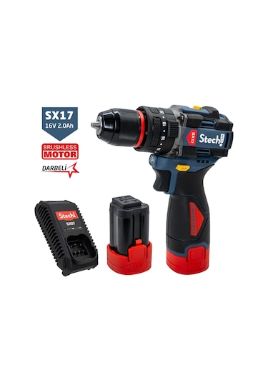 Stechend SX17 2 x 2.0 16V 2.0Ah 50Nm Akülü Kömürsüz Darbeli Matkap