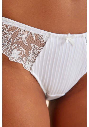Paris Ekru Dantelli Slip Külot Ekru
