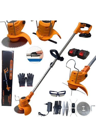 Kraft Hart 21V Çift Akülü Teleskopik Uzatma Kollu Çim Çalı Ot Biçme Şarjlı Tırpan