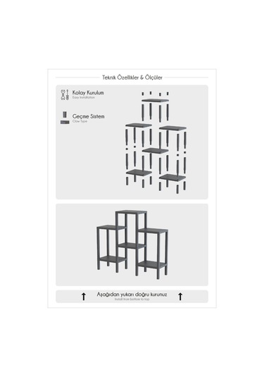 6 Katlı Düzenleyici Plastik Yatay Raf Ünitesi Beyaz, Kitaplık, Banyo, Mutfak Rafı, Beyaz Beyaz