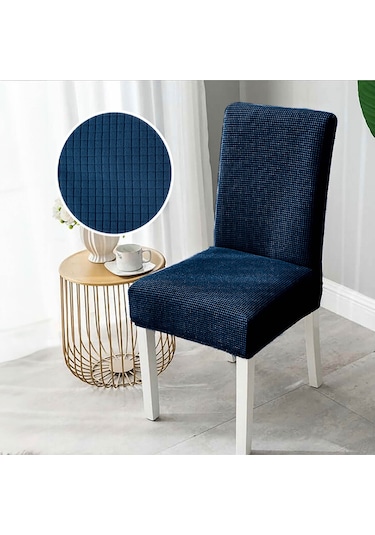 Faiend Yıkanabilir Likralı Esnek Lastikli Sandalye Kılıf Örtü Petrol Mavi