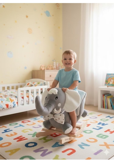 Tommybaby Egitici Peluş Sallanan At Ahsap Sallanan At Fildişi
