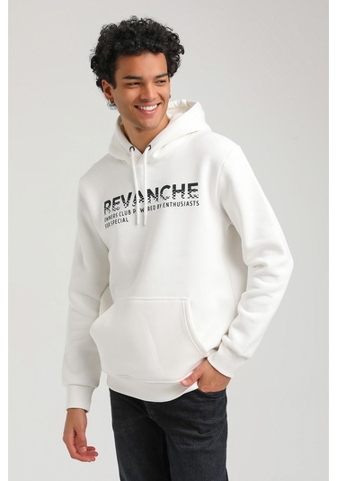 Kapüşonlu Ekru Slim Fit Hoodie 23fwm64062-ekru Ekru