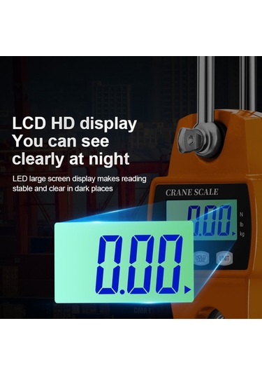 Yifomall Endüstriyel Elektronik Kanca Terazi 500kg - Tahta, Balıkçılık, Av İçin Hassas Ölçüm, 3 Birim Seçeneği, Lcd Işık, Mncs-m Turuncu Pil Yok