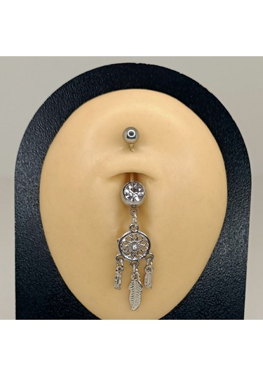 Aya Tasarım Gümüş Renk Dreamcather Model Göbek Pierceing Gümüş