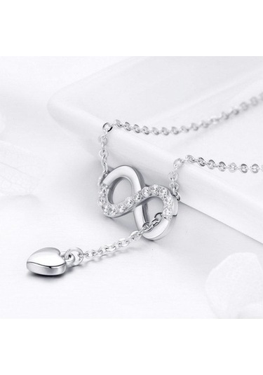 Novahub 925 Ayar Gümüş Infinity Zincir Kolye Kadınlar İçin Bamoer Aşk Hediyesi Gümüş Kolye, Torun, Anne, Kız, Teyze, Kız Kardeşler İçin Mükemmel Hediye Çok Renkli