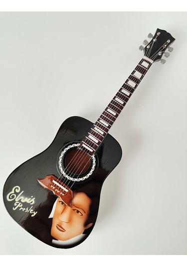 El Yapımı 1/4 Ölçek Minyatür Akustik Gitar Elvis Presley