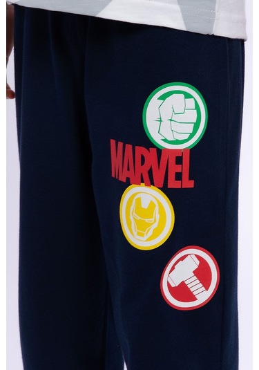 Avengers Lisanslı Marvel Krem Erkek Çocuk Bisiklet Yaka Pijama Takımı Krem