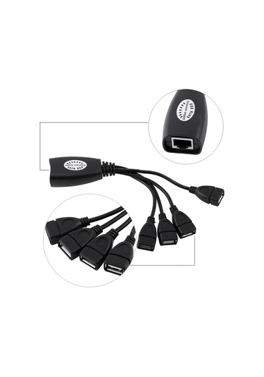 Shineyee 50m Uzunlukta 4 Usb Portlu Rj45 Ağ Kablosu İle Klavye, Fare, Yazıcı Uzatıcı - Usb 2.0 Destekli, Ek Güç Gerektirmeyen Hub