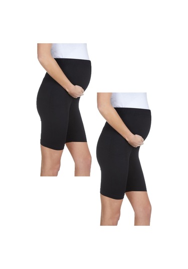 Luvmabelly Myra8028 8028 Beli Lastikli Hamile Şort Seti-siyah - Siyah