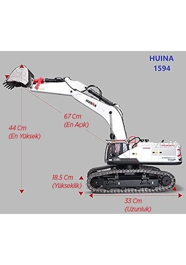 Huına 1/14 Profesyonel 2022 22 Kanal Rc Model 4 Farklı Kepçeli Ekskavatör Kazıcı Uzaktan Kumandali Çok Fonksiyonlu İş Makinası - 2.4g Sesli & Işıklı