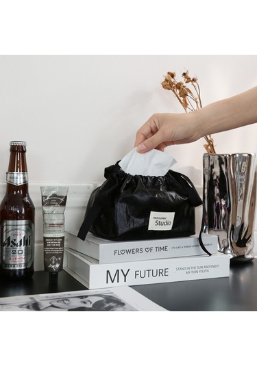 Maiyame Siyah Minimalist Poliester Havlu Kutusu - Ev Ve Araç İçin Çok Amaçlı Dekoratif Saklama Çantası - Fabrika Direkt Satış Elegan Siyah