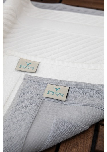 Leoline %100 Pamuk Premium 2'li Ayak Havlusu - Gri - Beyaz Gri - Beyaz