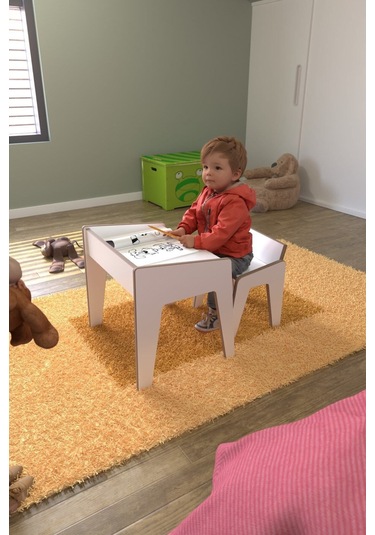 Çocuk Oyun Ve Aktivite Masası Ve Sandalye Beyaz