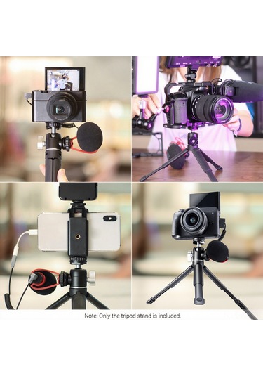 Kangvka Ulanzi Mt-14 Masaüstü Tripod: Yüksekliği Ayarlanabilir, Alüminyum, 1/4 İnç Vida, 2kg Yük Kapasitesi Siyah