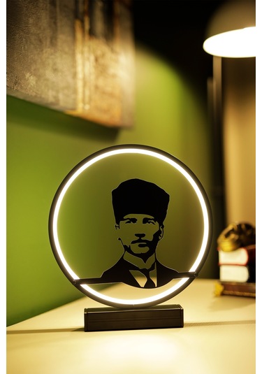Atatürk Silüetli Metal Led Masa Lambası Dekoratif Işıklı Gece Lambası Modern Tasarım Ataturk