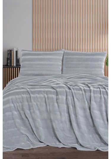Cozy Grı Çift Kişilik Battaniye Takımı Gri