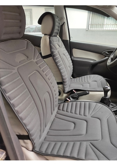 2,li Oto Koltuk Kılıfı Minder Alkantra Kumaş Füme Renk Kabartmalı