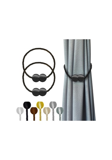 Manyetik Perde Bağları Siyah 2 Adet, Perde Bağları Tokaları Tutucular Kancalar Klipsler Ev, Dış Mekan, Yatak Odası, Ofis, Dekoratif Perde Diğer