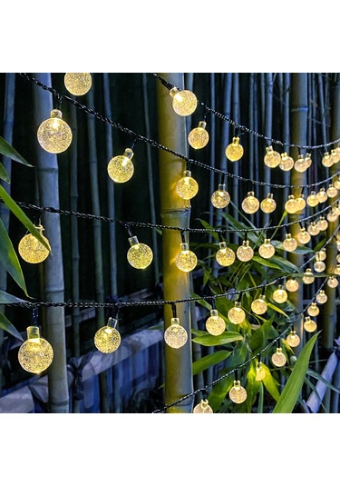 Wezone Güneş Enerjili Led Balon Işık Zinciri, 12m 100 Işık, 8 Mod, Renkli 2.5cm, Açık Hava, Çadır, Noel Dekorasyonu Çok Renkli