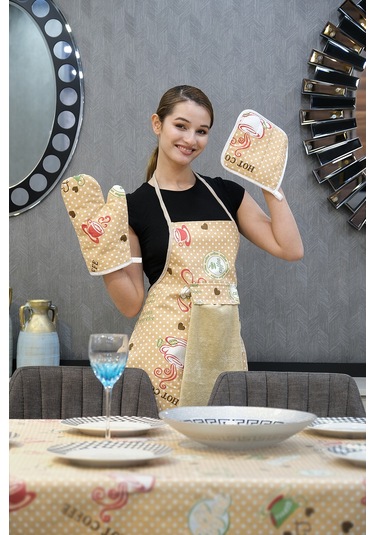 Damla Sıvı Geçirmez Masa Örtüsü Ve Mutfak Önlüğü Seti Runner Masa Örtüsü Modelleri Coffee