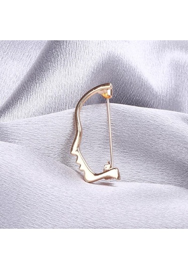Gümüş Blucome Soyut Yarım Yüz Şekli Broşlar Çocuklar Için Altın Renk Pin Ceket Kısa Moda Aksesuarları Broş Rozeti Gümüş